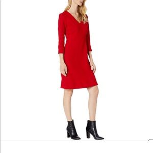 LAUREN RALPH LAUREN Women’s Red Fit & Flare 3/4 Sleeve Sheath Party Dress.